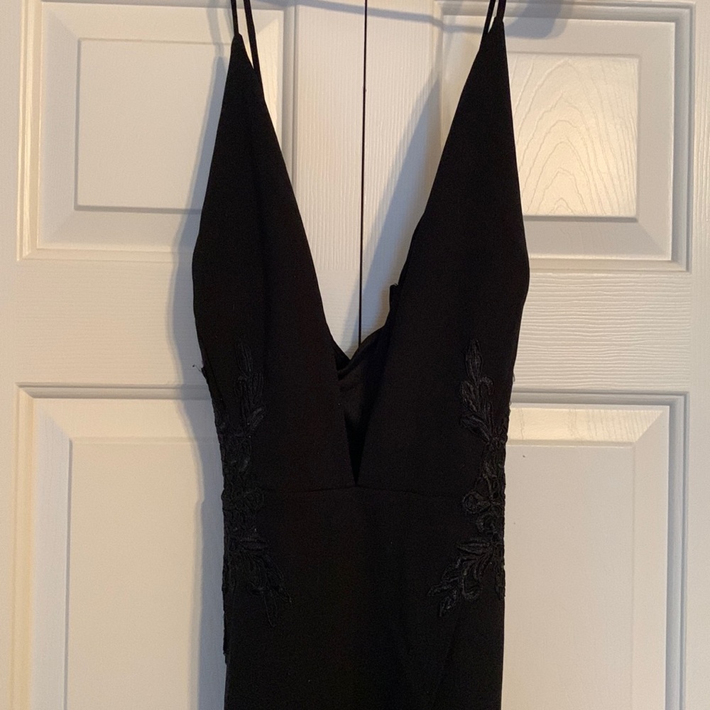 NWT BLACK BALLGOWN WITH LACE DETAIL